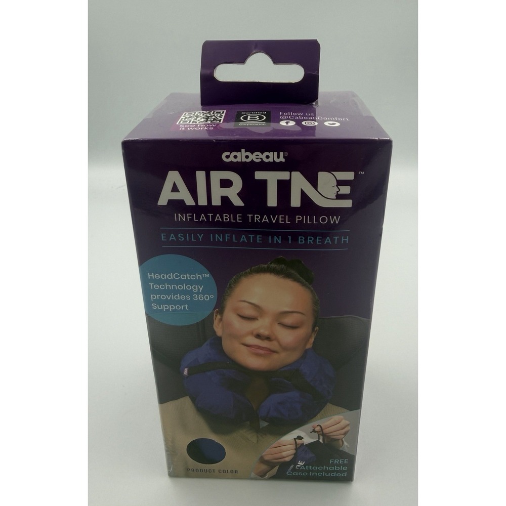 Cabeau Air TNE Inflatable Travel Pillow w/ HeadCatch Tech, Blue
